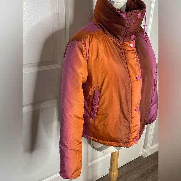 BDG XS Orange Purple Pink Ombré Puffer - Picture 3 of 15